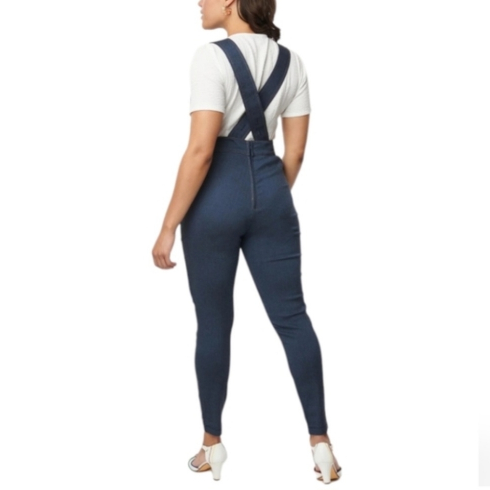 Unique Vintage Dark Denim Overalls - Picture 4 of 12